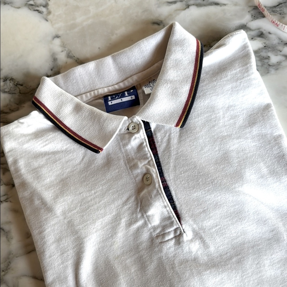 EP Pro White Polo Classic Fit with Detailed Trim Mens size Small